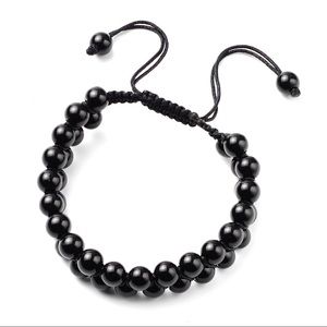 Black Agate Cotton Cord Bracelet